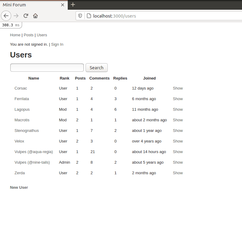 Searching Users